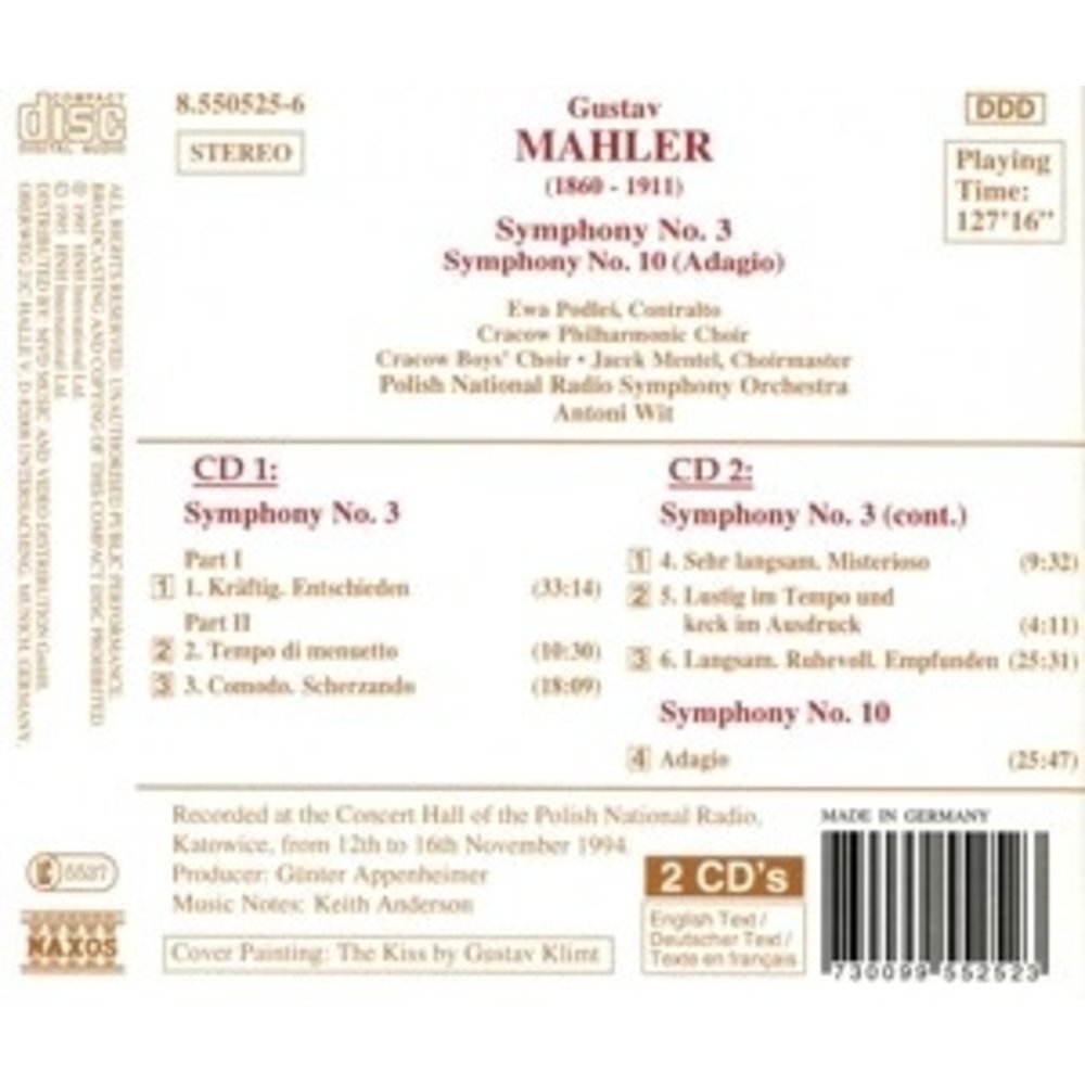 Naxos Mahler: Symphonies 3 & 10