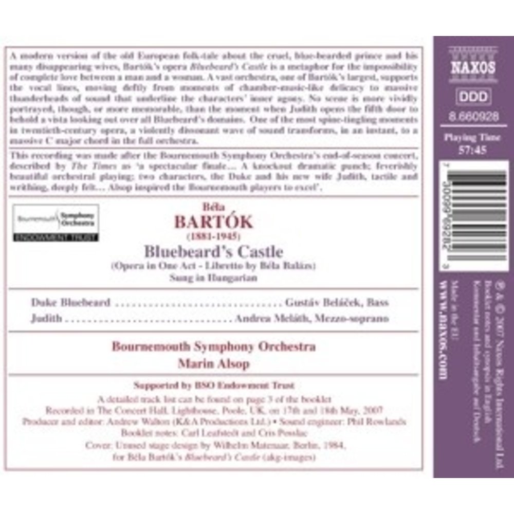 Naxos Bartok: Bluebeard S Castle