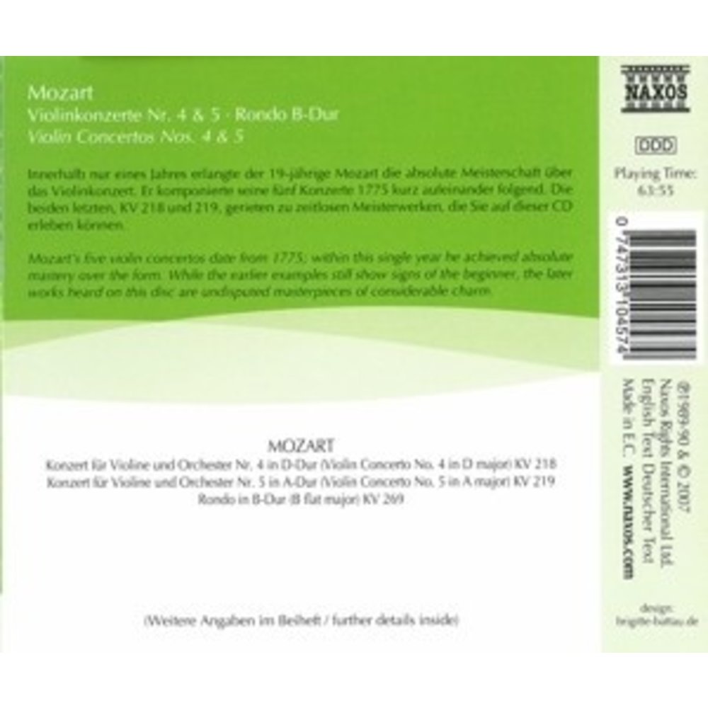 Naxos Mozart:violin Concertos N.4&5