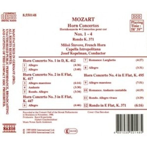 Naxos Mozart: Horn Concertos 1-4