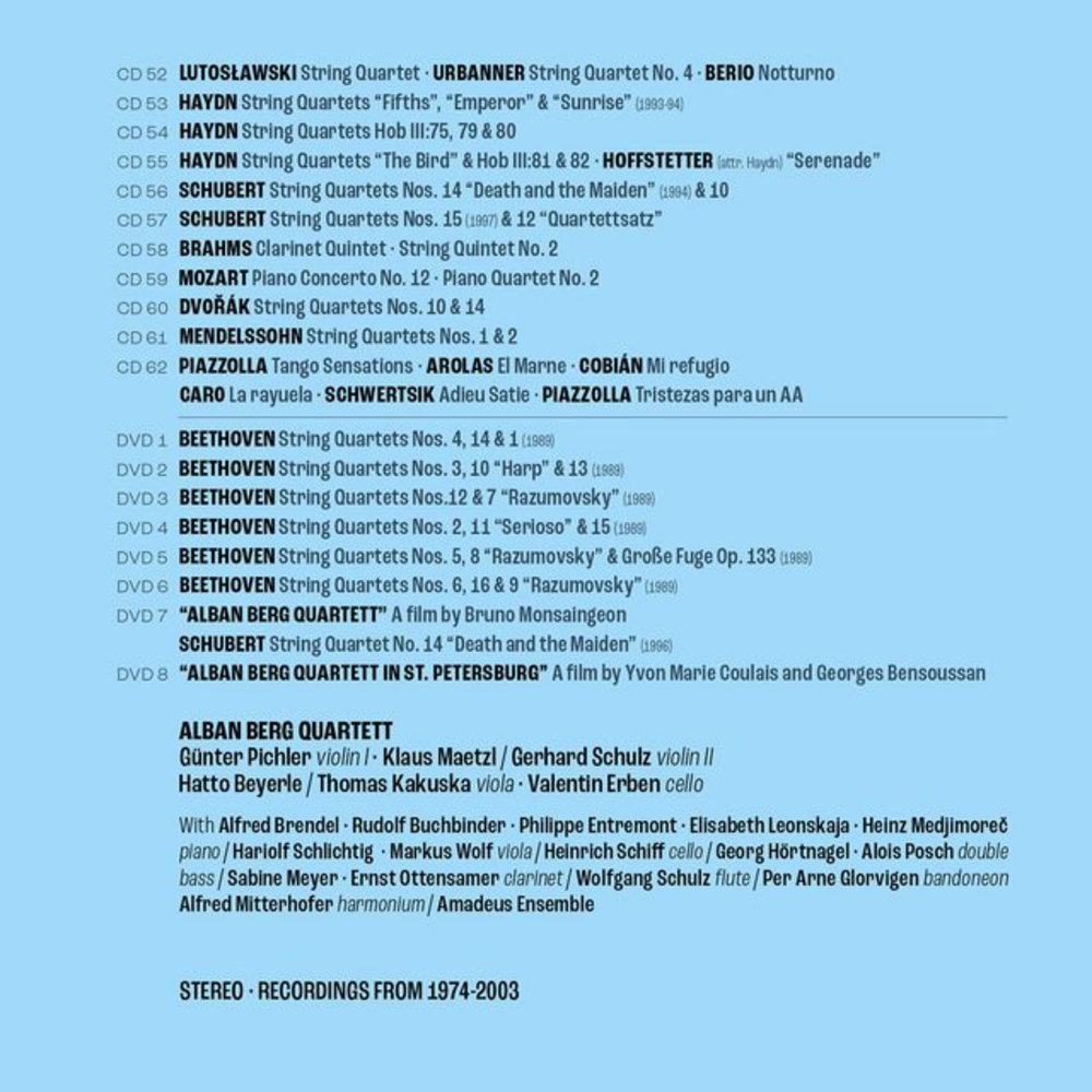 Erato/Warner Classics Alban Berg Quartet: The Complete Recordings (62CD+8DVD)