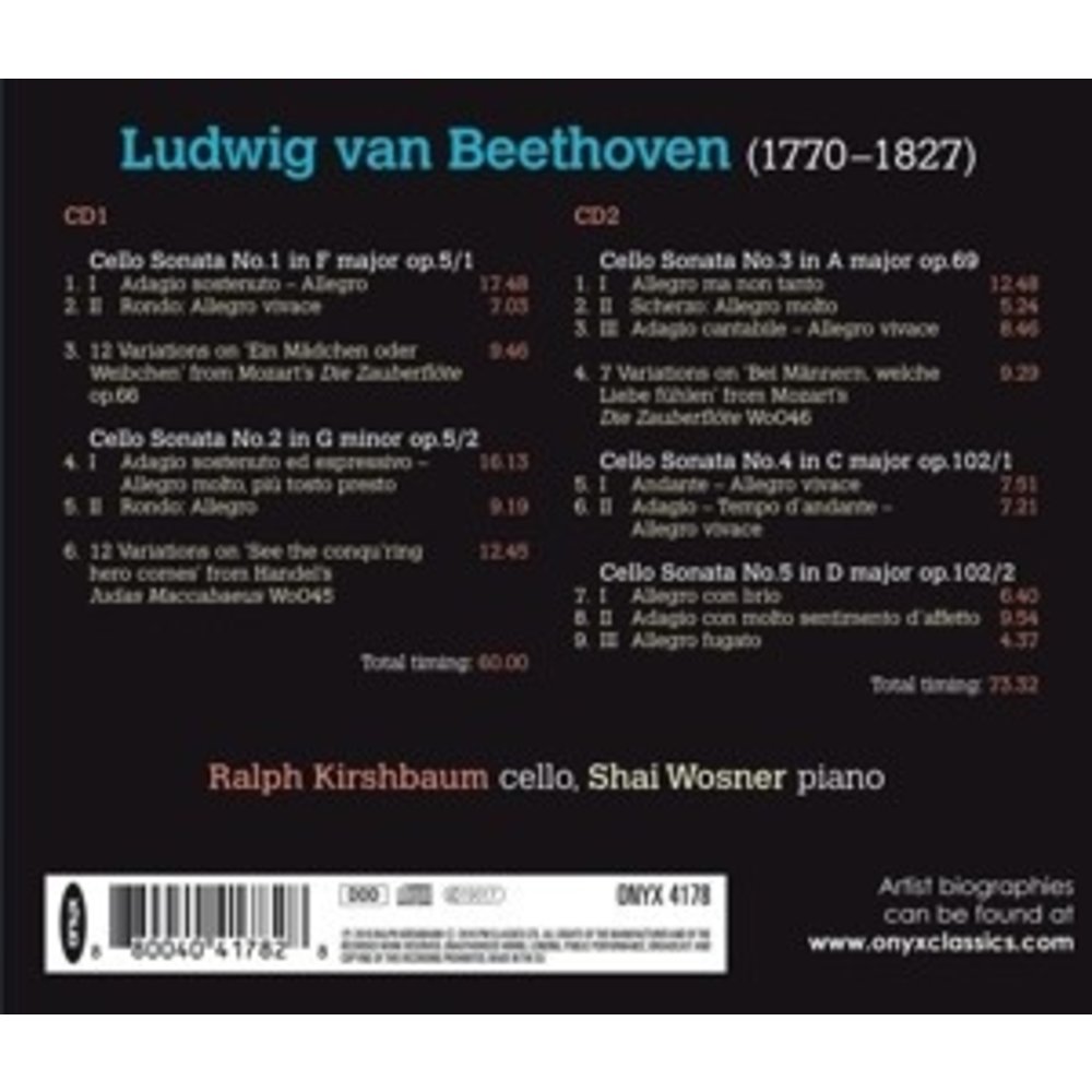 ONYX CLASSICS Complete Sonatas & Variatons For Ce