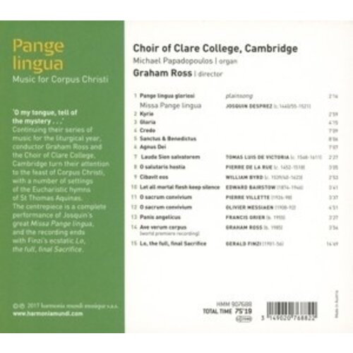 Harmonia Mundi Pangue Lingua Music For Corpus Chri