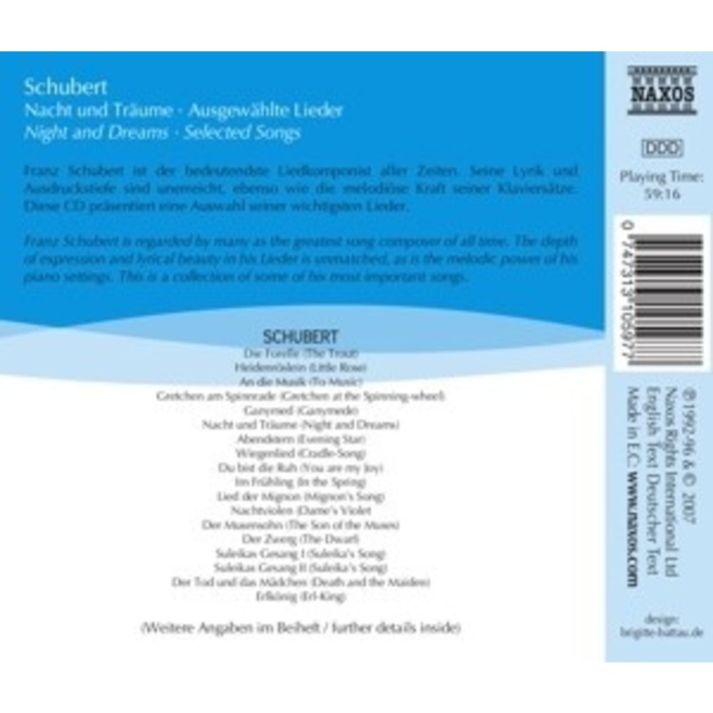 Naxos Schubert: Night And Dreams - S