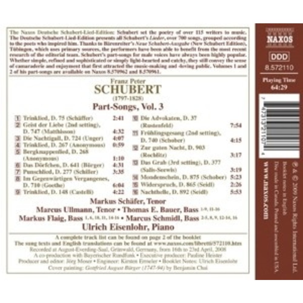 Naxos Schubert: Part-Songs Vol.3