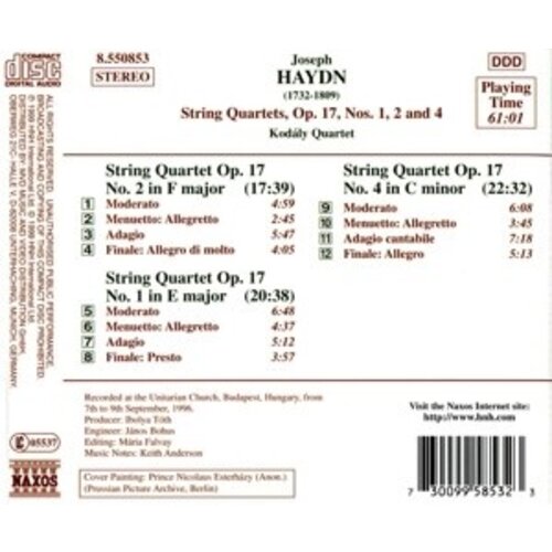 Naxos Haydn: String Quartets Op.17