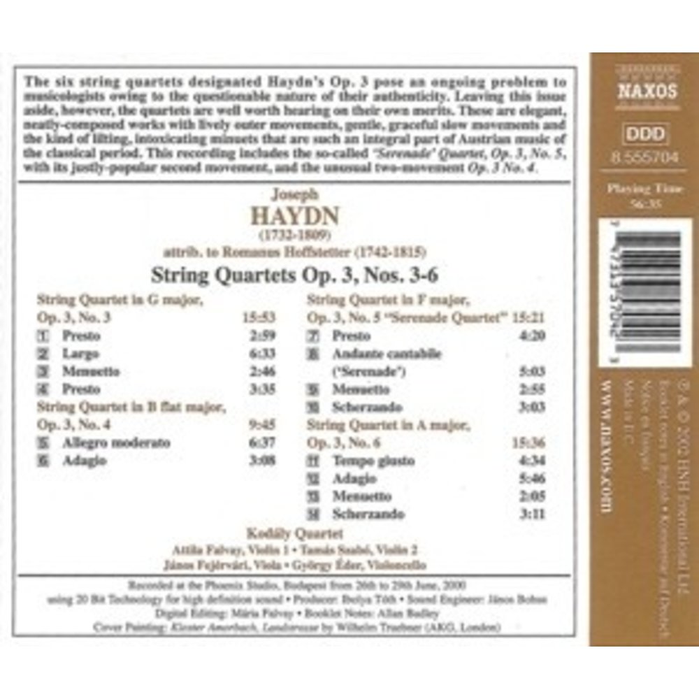 Naxos Haydn:string Quartets Op.3,3-6