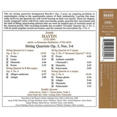 Naxos Haydn:string Quartets Op.3,3-6