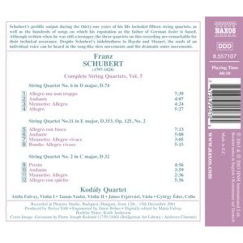 Naxos Schubert:string Quartets Vol.5