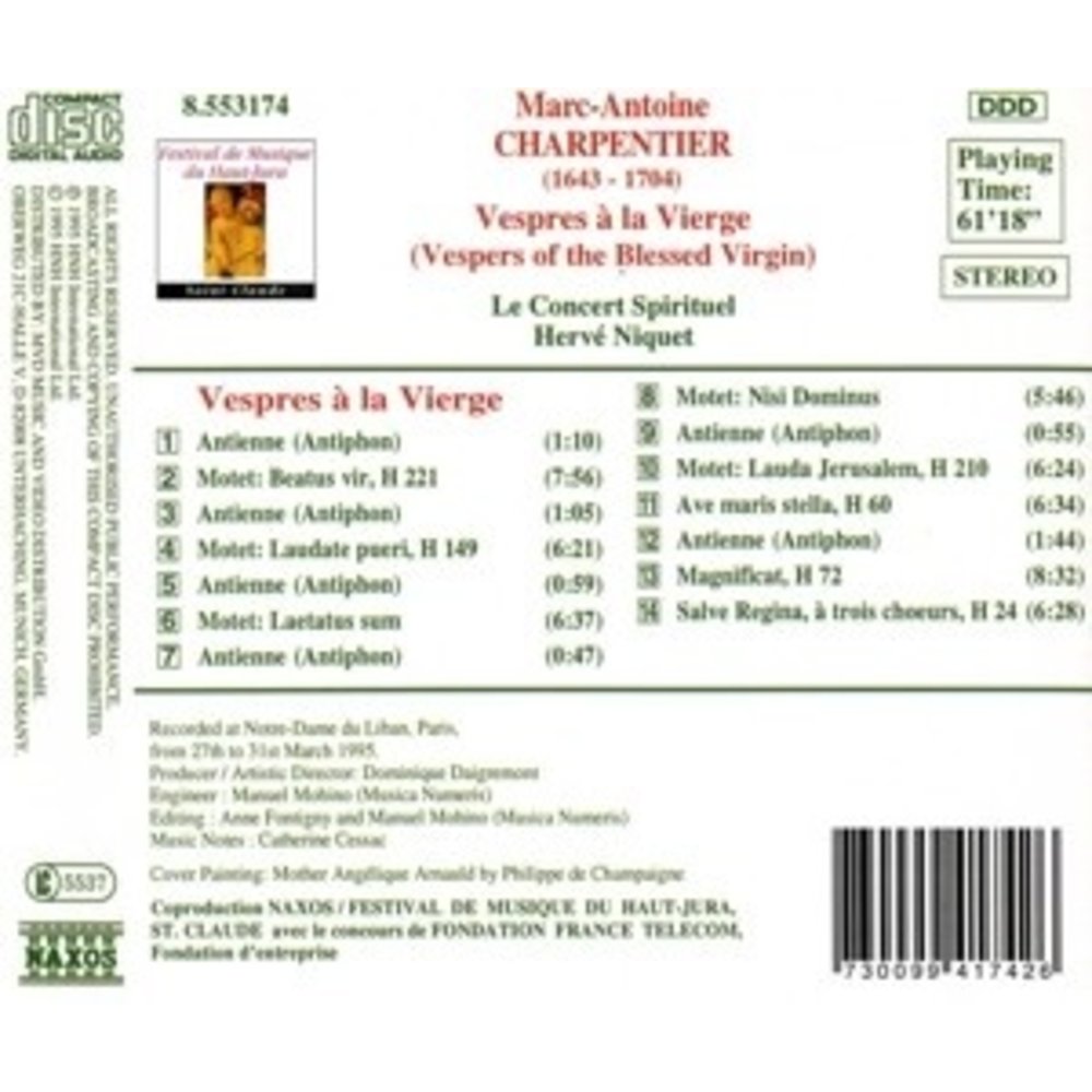 Naxos Charpentier:vespres A La Vierg