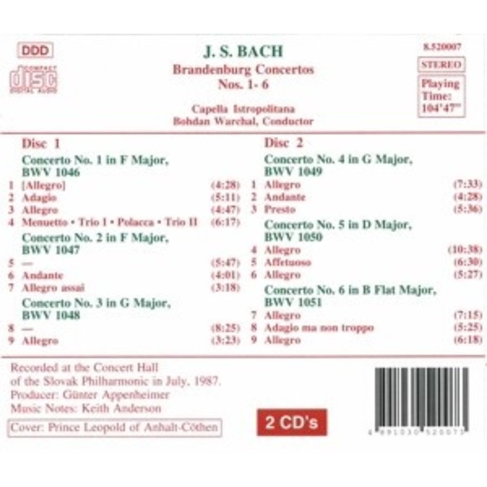 Naxos Bach J. S.:Brandenb. Conc. 1-6