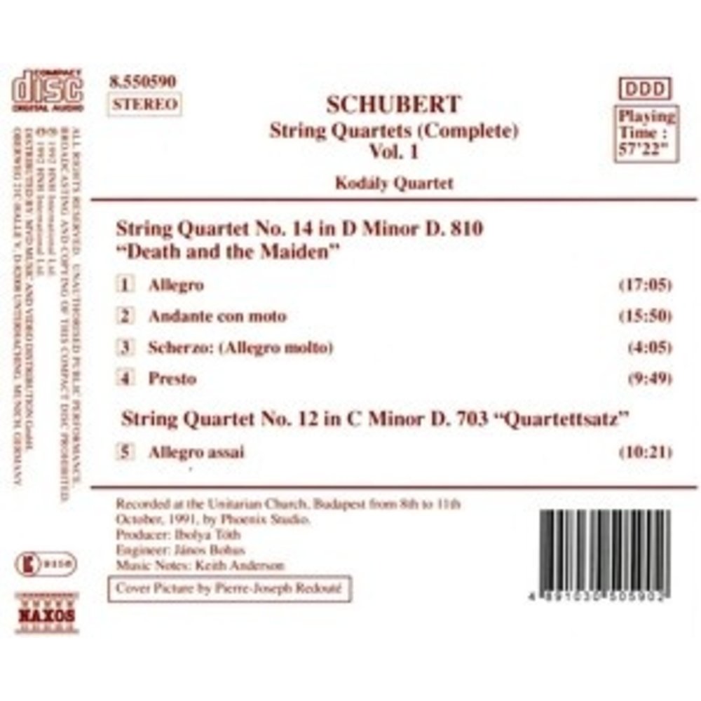 Naxos Schubert:string Quartets Vol.1