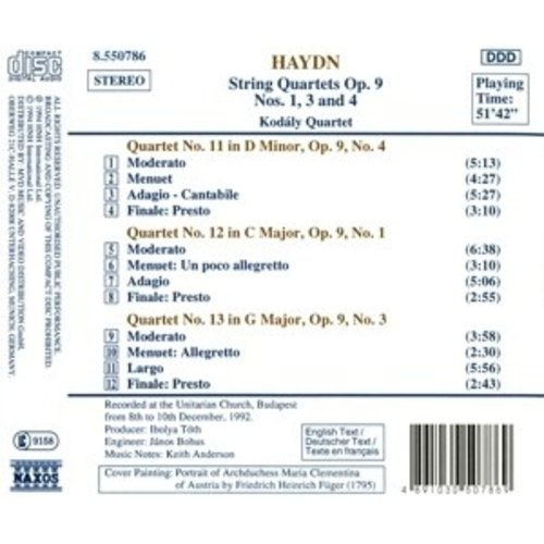 Naxos Haydn: String 4Tets Op.9 1,3&4