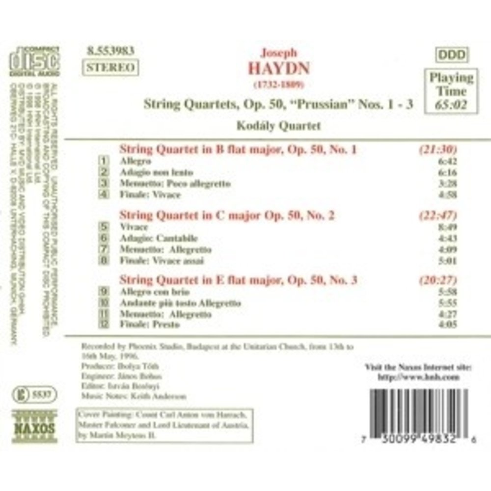 Naxos Haydn:string Quar.op.50,No.1-3