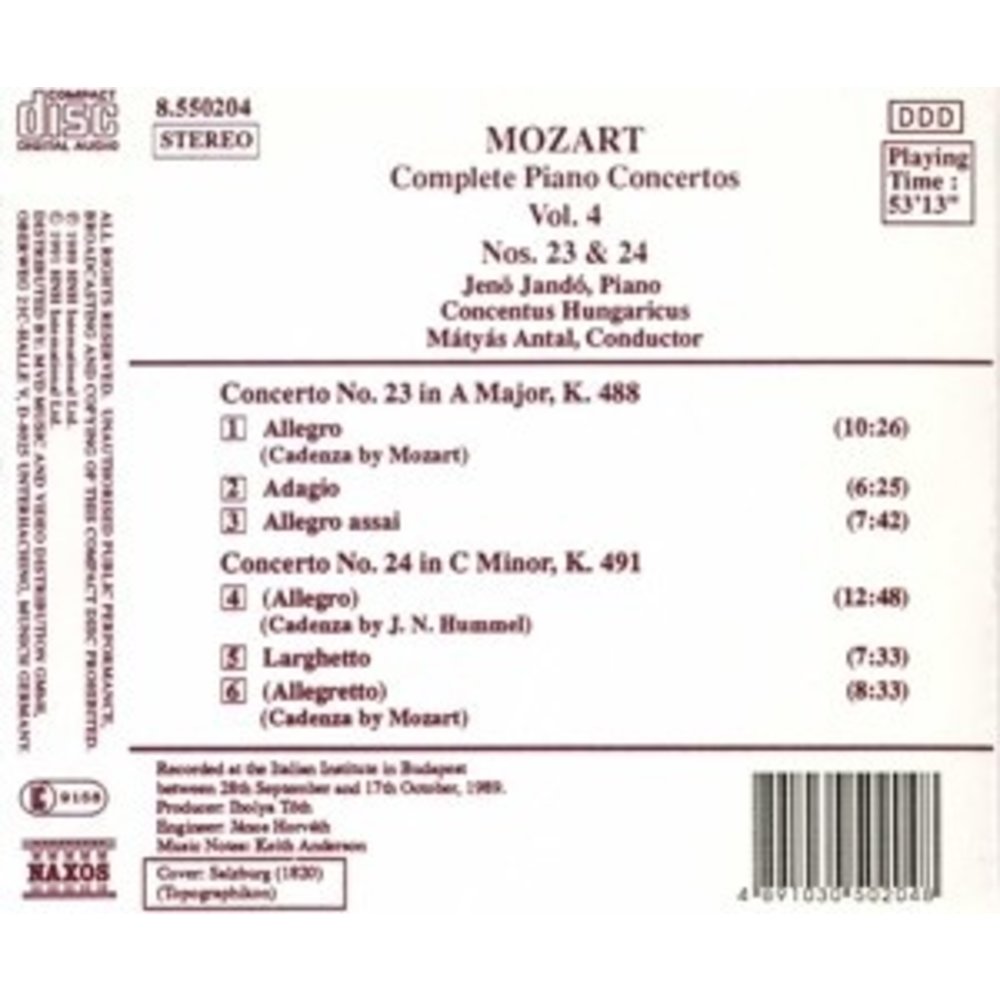 Naxos Mozart: Piano Concertos 23&24