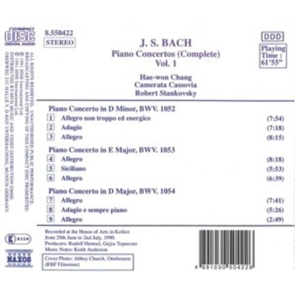 Naxos Bach J. S.: Piano Conc. Vol.1