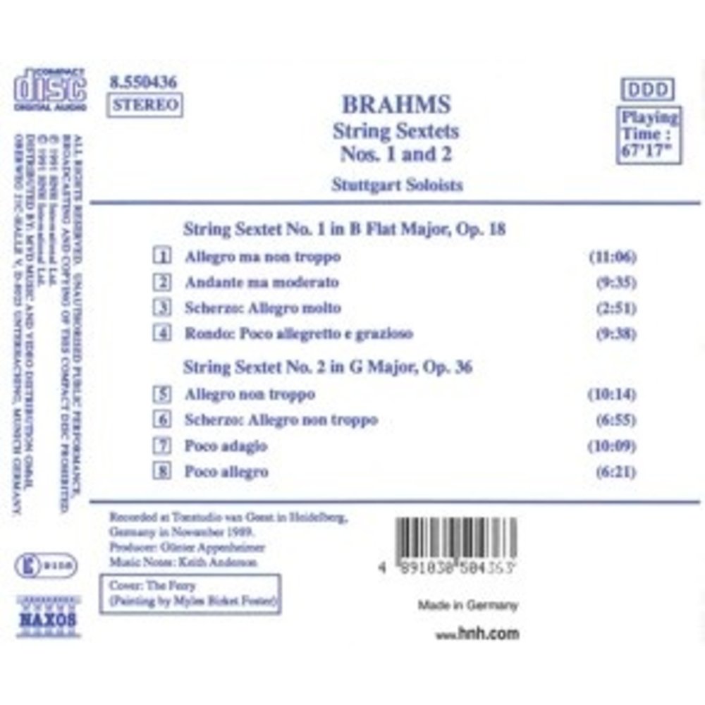 Naxos Brahms: String Sextets 1&2