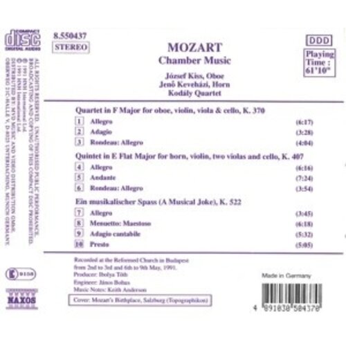 Naxos Mozart: Oboe Quartet Etc.