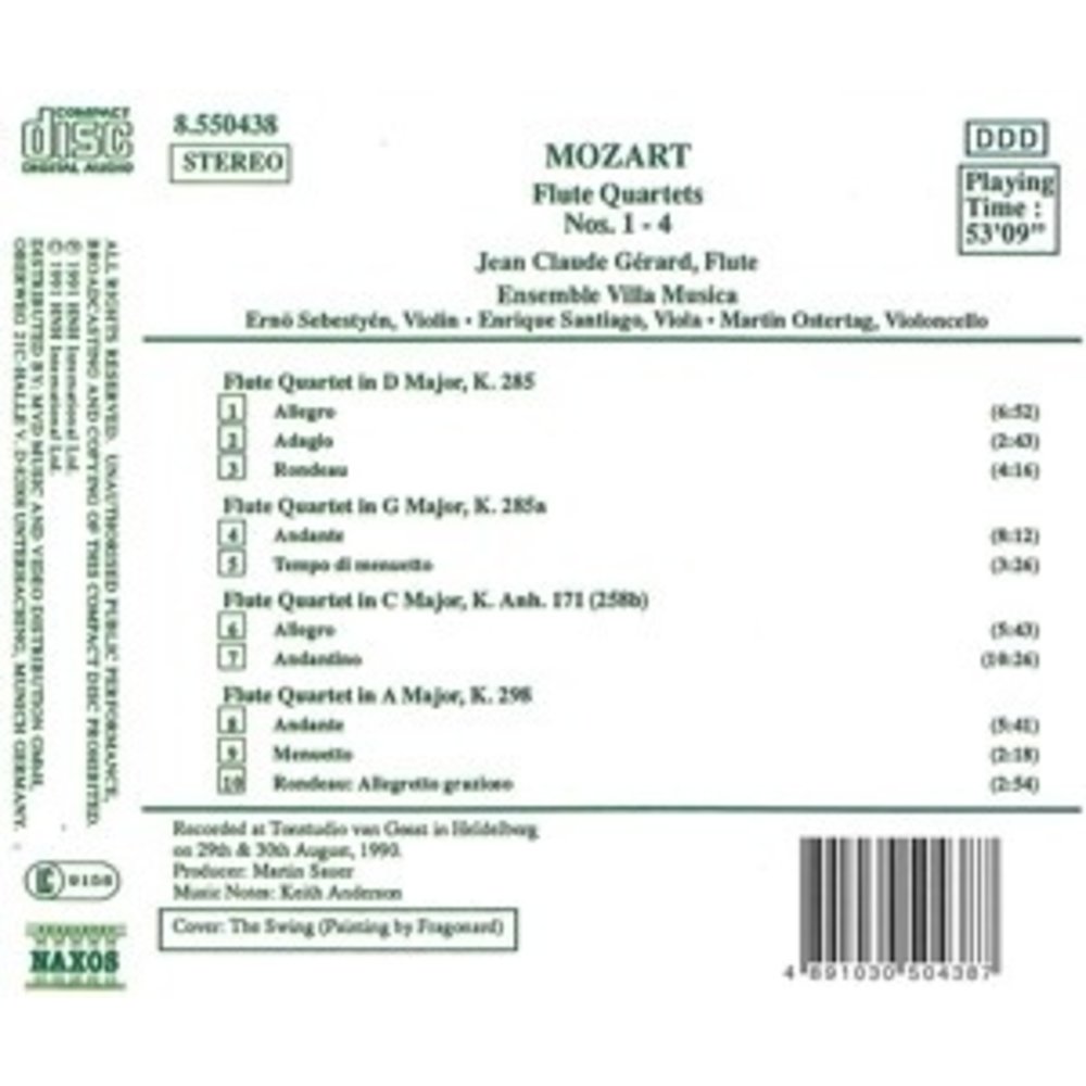 Naxos Mozart: Flute Quartets