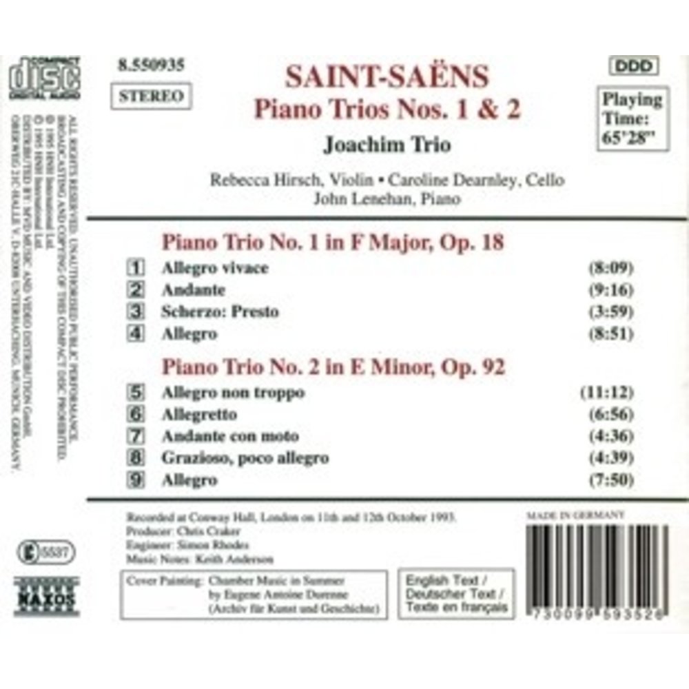Naxos Saint-Saens: Piano Trios 1 & 2