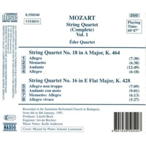 Naxos Mozart: String Quartets Vol.1