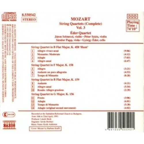 Naxos Mozart: String Quartets Vol.3