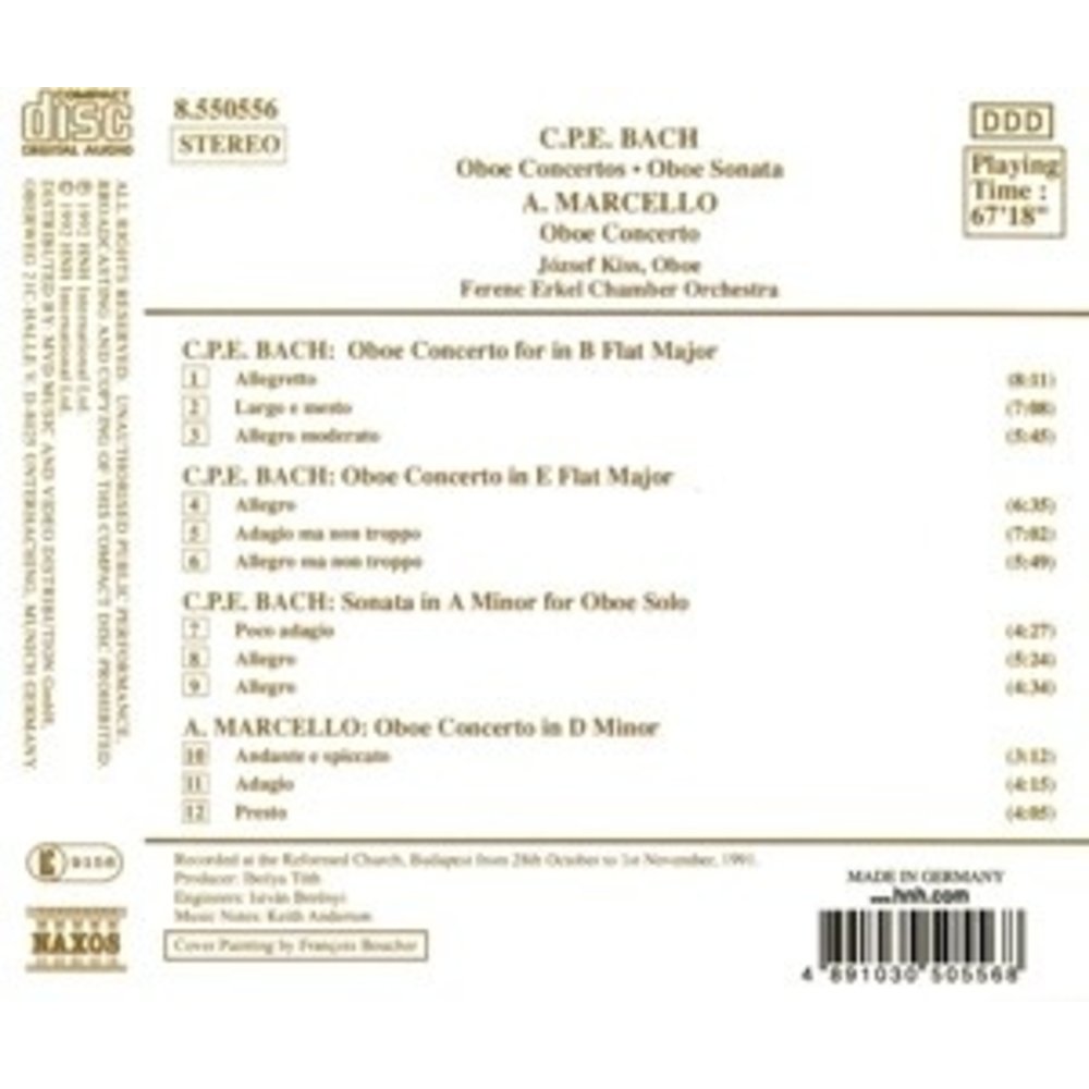 Naxos Bach C.p.e.:Oboe Concertos Etc