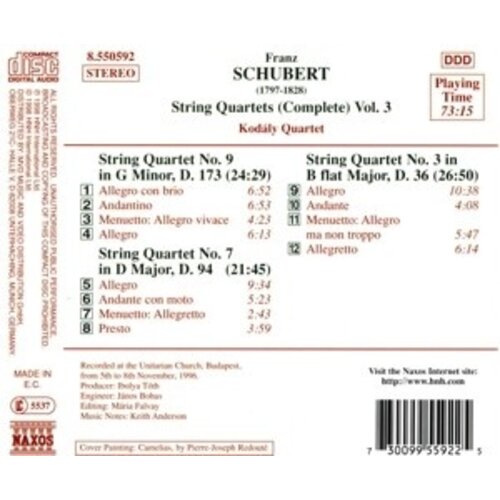 Naxos Schubert:string Quartets Vol.3