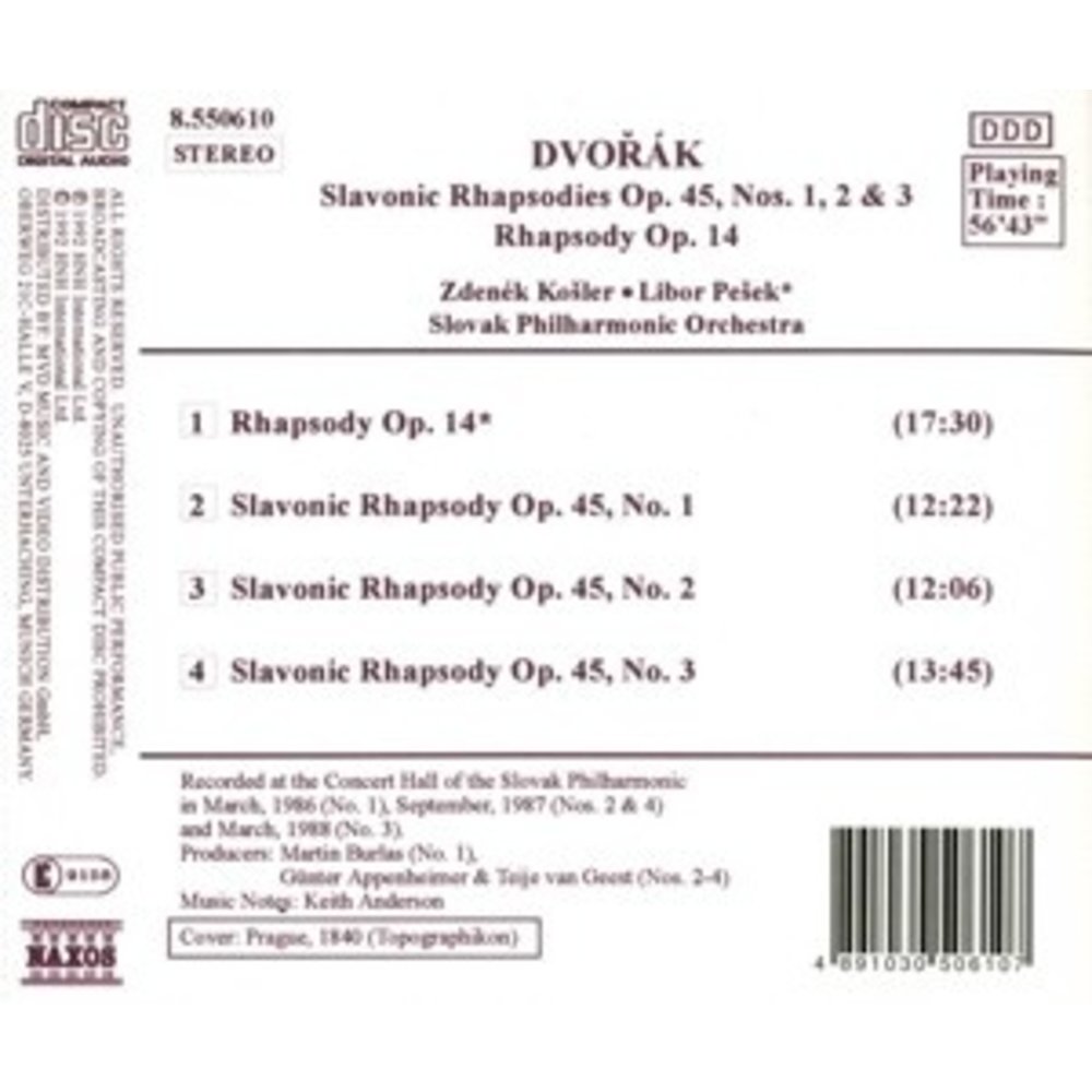 Naxos Dvorak:slavonic Rhapsodies 1-3