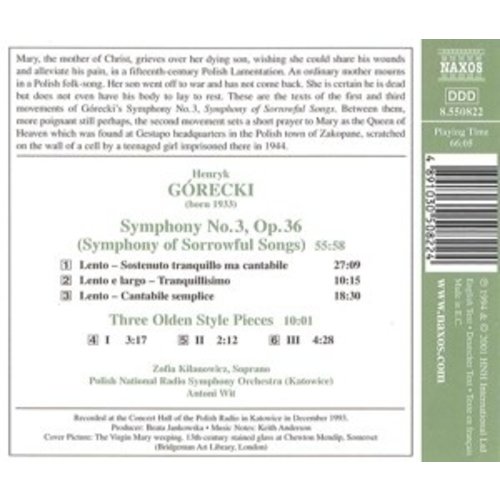 Naxos Gorecki: Symphony 3 Etc.