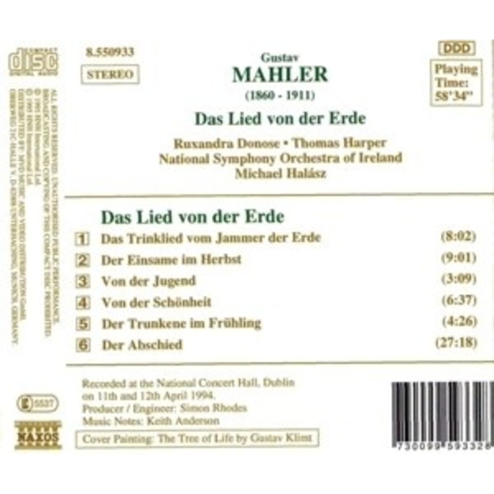 Naxos Mahler: Das Lied Von Der Erde