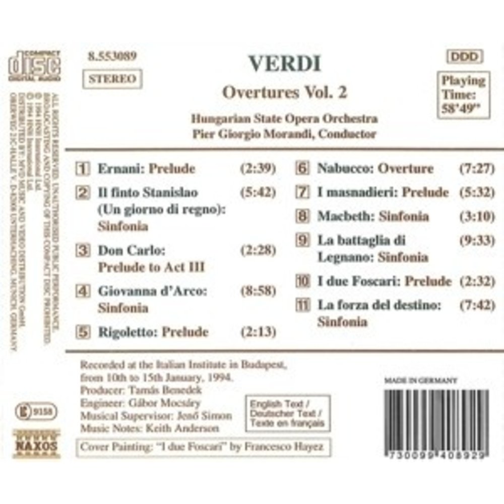 Naxos Verdi: Overtures Vol.2