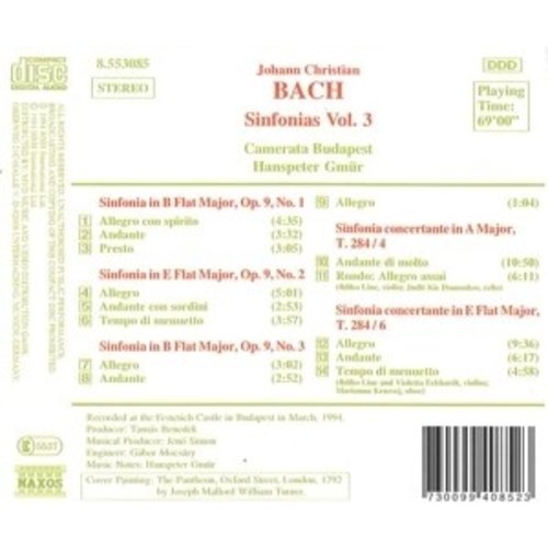 Naxos Bach J. Chr.: Sinfonias Vol.3