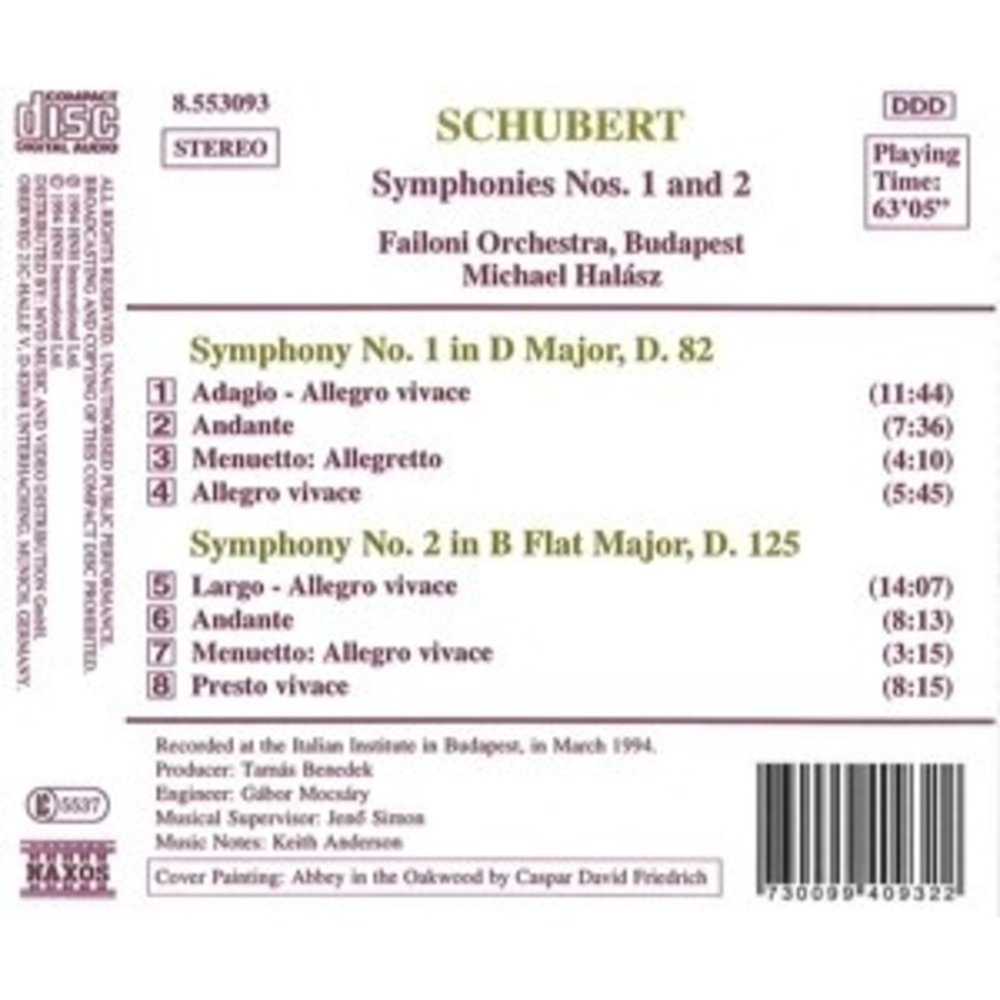 Naxos Schubert: Symphonies 1 & 2