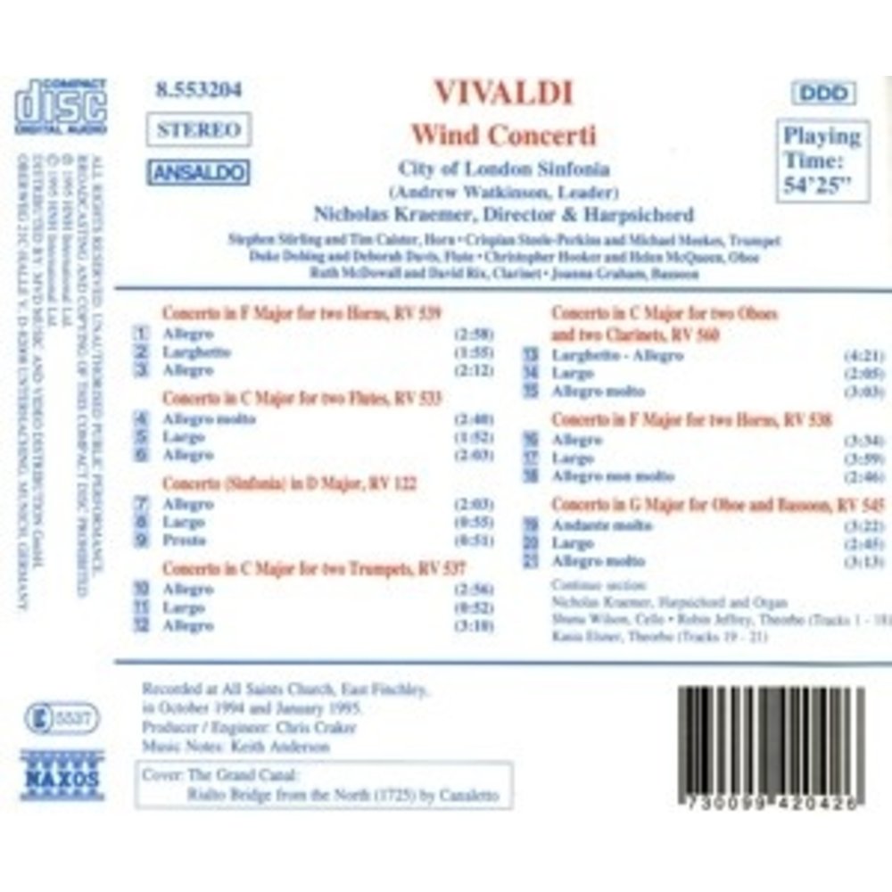 Naxos Vivaldi: Wind Concertos