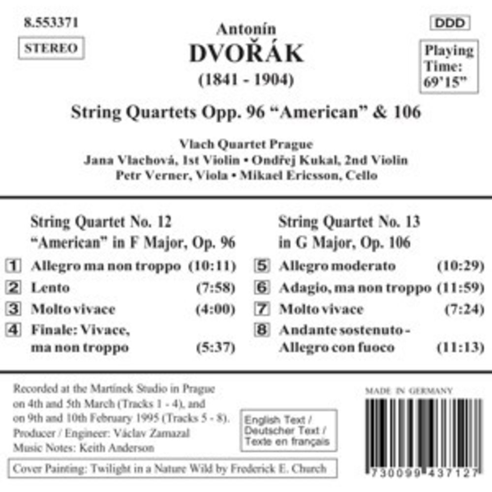 Naxos Dvorak: String 4Tets Op.96&106