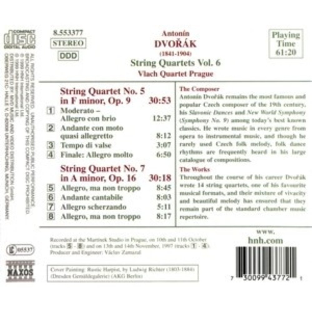 Naxos Dvorak: String Quartets Vol.6