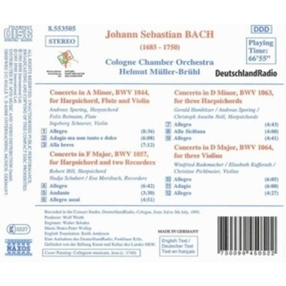 Naxos Bach J.s.: Multiple Concerti