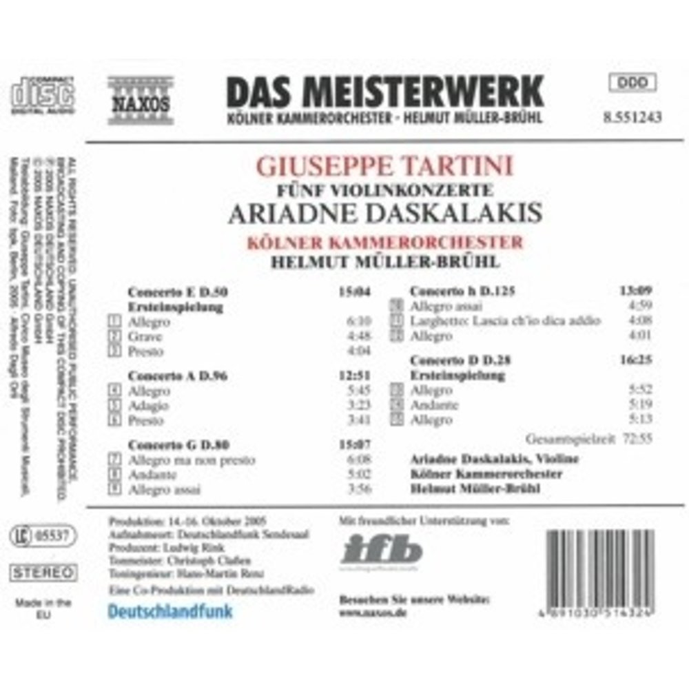 Naxos Tartini: Funf Violinkonzerte