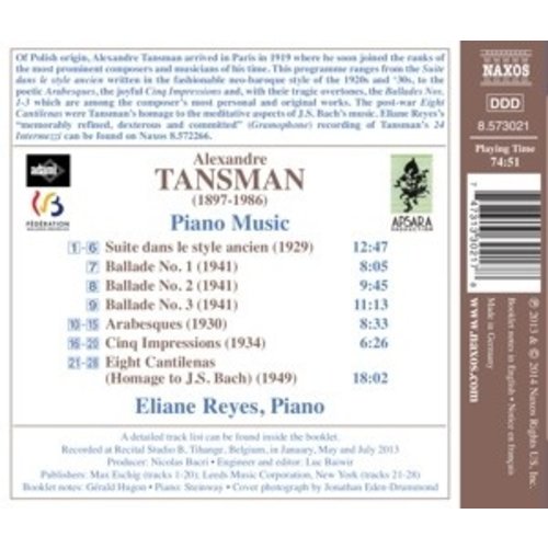 Naxos Tansman,Ballades Nos.1- 3, 6 Arabesques, 5 Impress