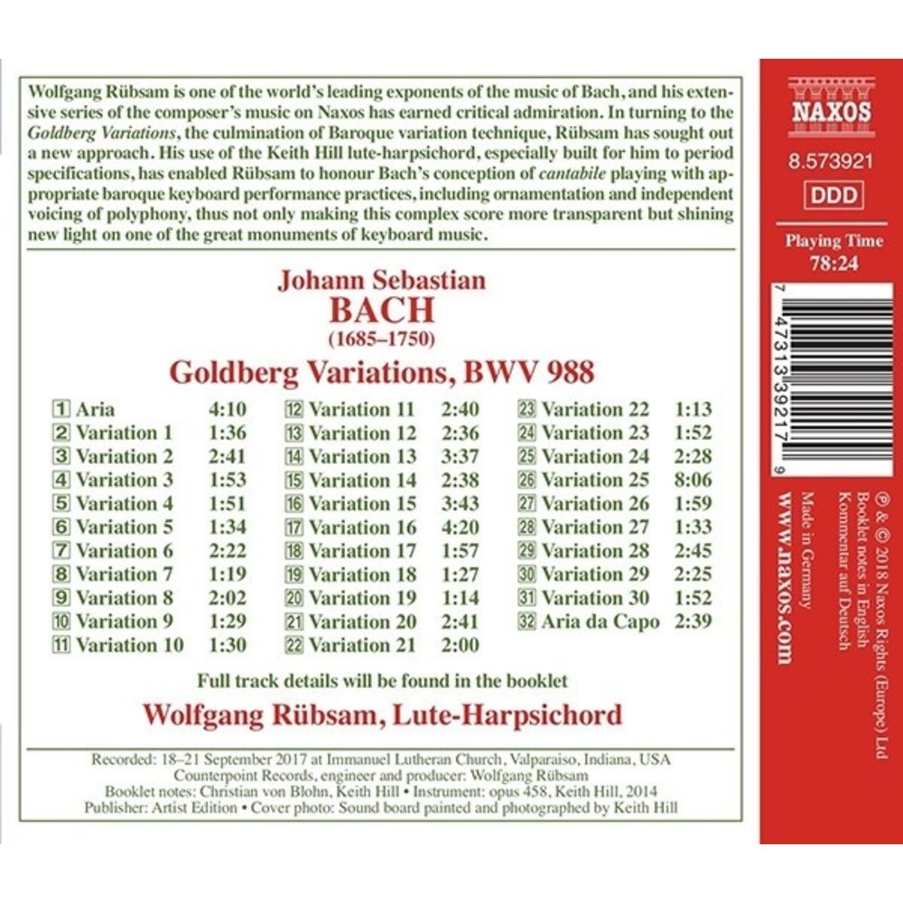 Naxos Bach: Goldberg Variations, BWV 988