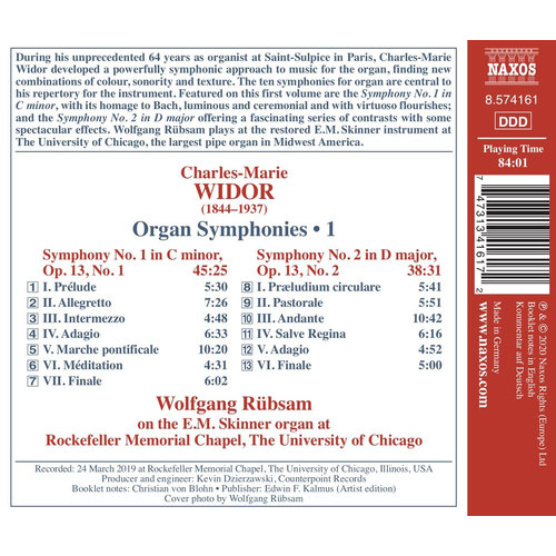 Naxos Widor: Organ Symphonies, Vol.1