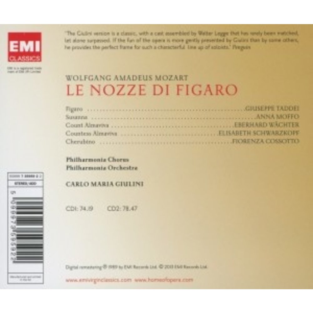 Erato/Warner Classics Mozart: Le Nozze Di Figaro