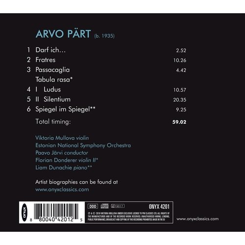 ONYX CLASSICS Arvo Part: Orchestral Works