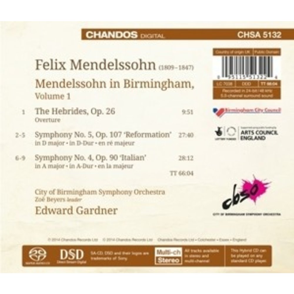 CHANDOS Mendelssohn In Birmingham Vol.1