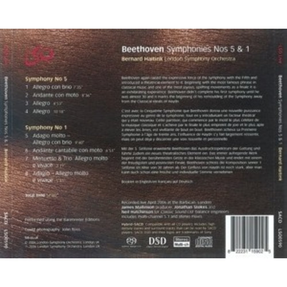 LSO LIVE Beethoven / Symphonies No.1 & 5