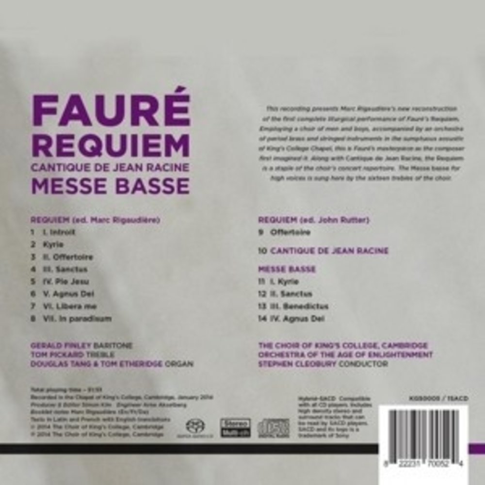 KINGS COLLEGE CHOIR CAMBRIDGE Faure / Requiem