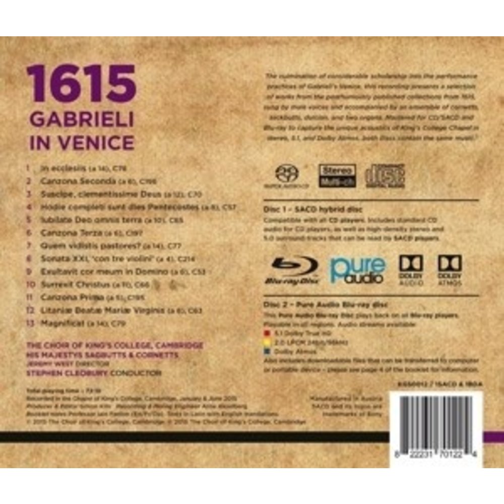 KINGS COLLEGE CHOIR CAMBRIDGE 1615 Gabrieli In Venice