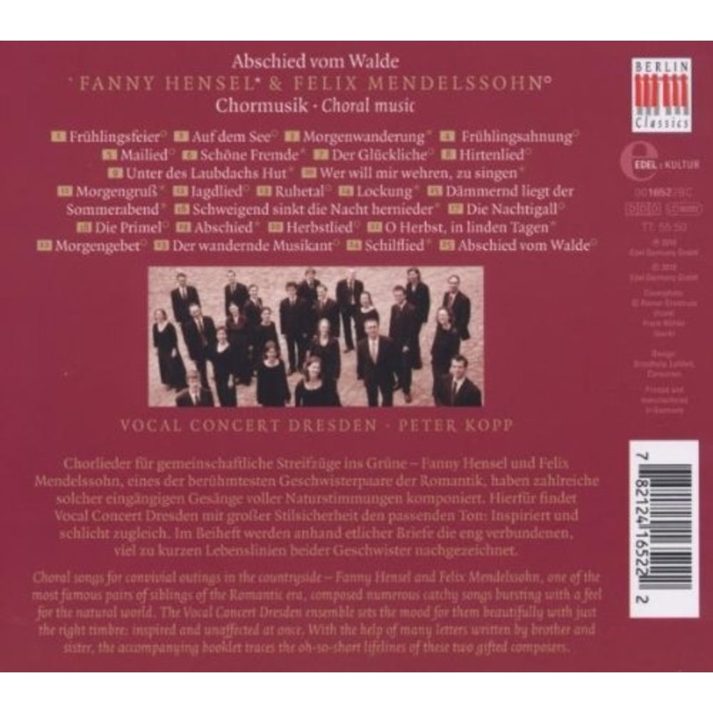 Berlin Classics Mendelssohn & Hensel: Abschied Vom Walde; Vocal Concert Dresden