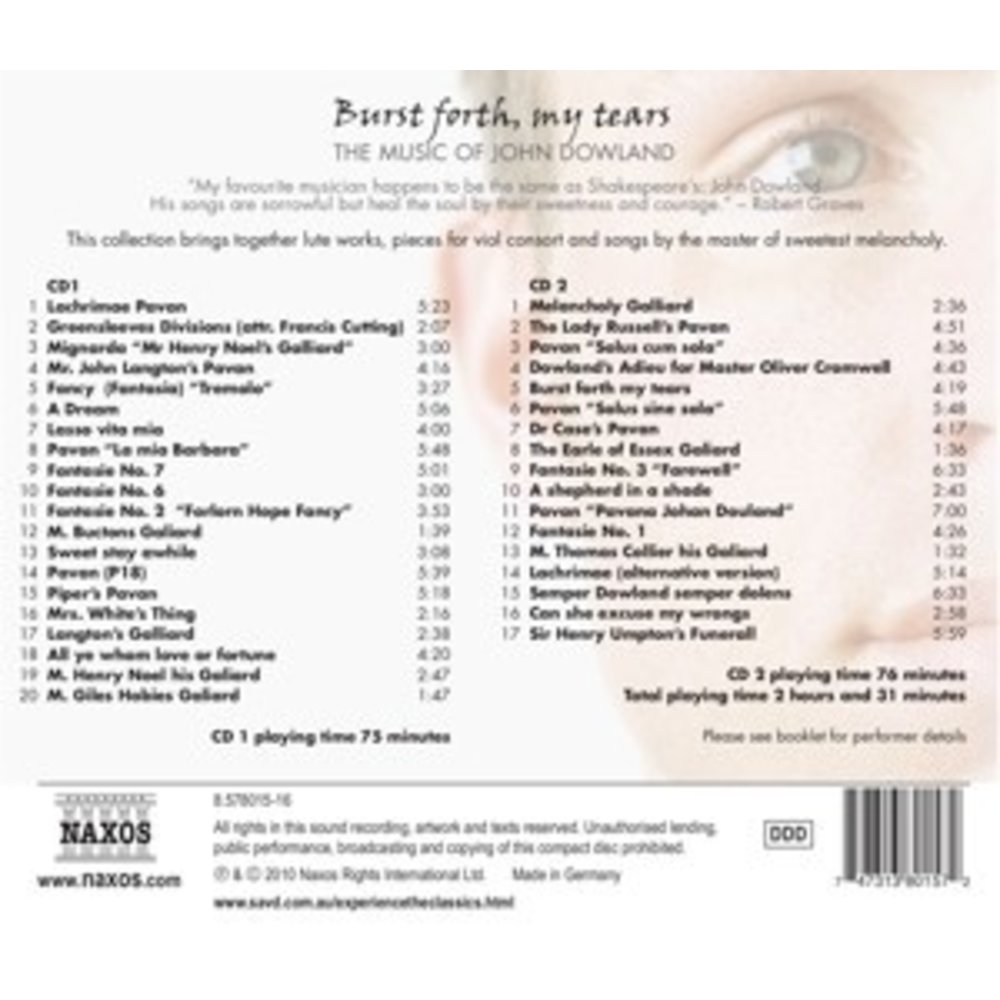 Naxos Dowland: Burst Forth, My Tears